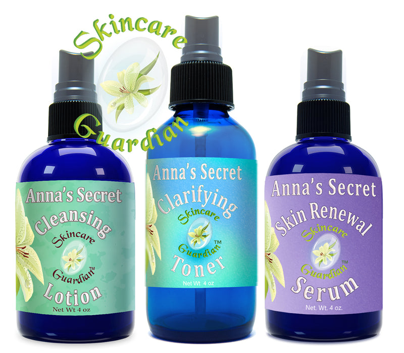 SkinCare Guardian Facial System: Anna's Secret Cleansing Lotion Clarifying Toner Skin Renewal Serum - Creation Pharm