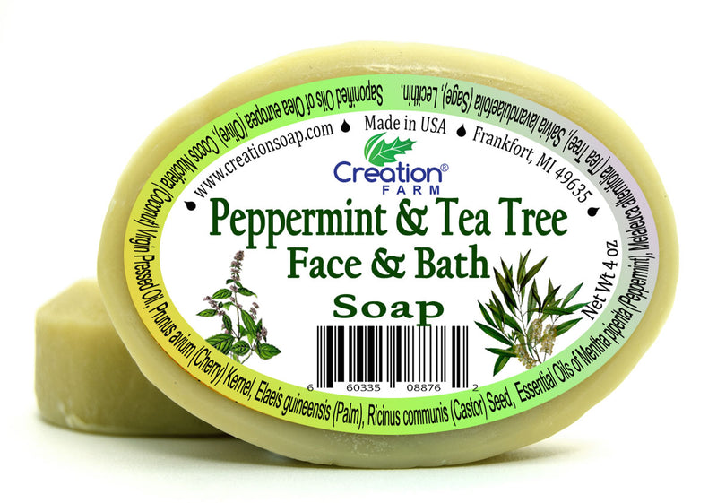 Peppermint & Tea Tree Soap Teenage Complexion Special Wash, Soothing, Clearing (Two 4 oz Bar Pack) - Creation Pharm